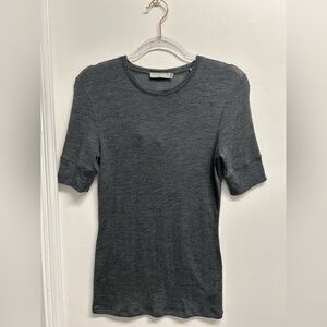 Vince Heather Gray Shrunken Wool Women's Top